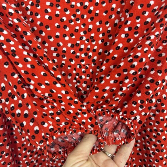 Zara Floral Tiered Midi Maxi Dress Size M Red Long Sleeve Cottage Peasant Boho - Picture 6 of 12